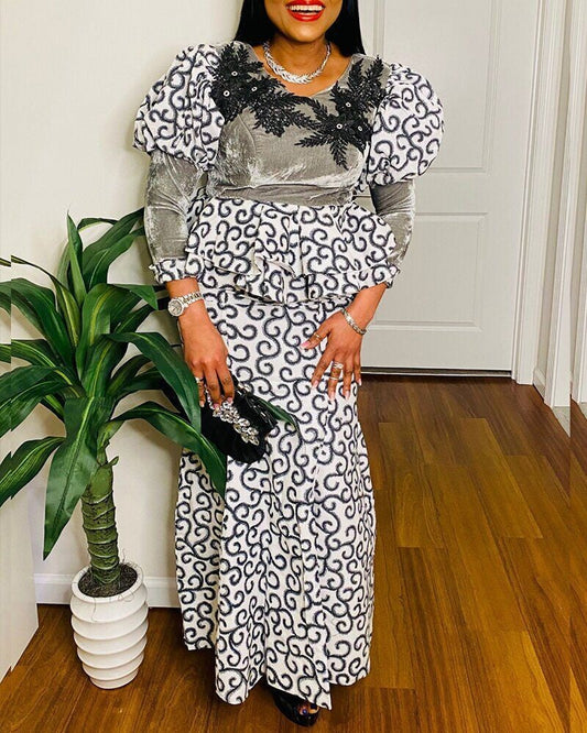 Roselith Puff-Sleeve Printed Set