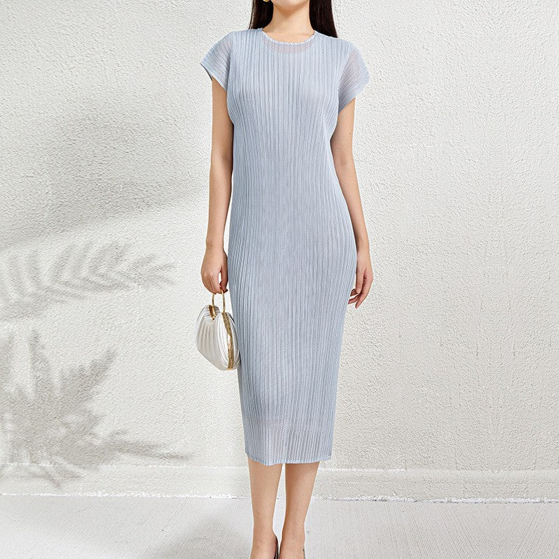 Solara Pleated Mesh Layer Dress
