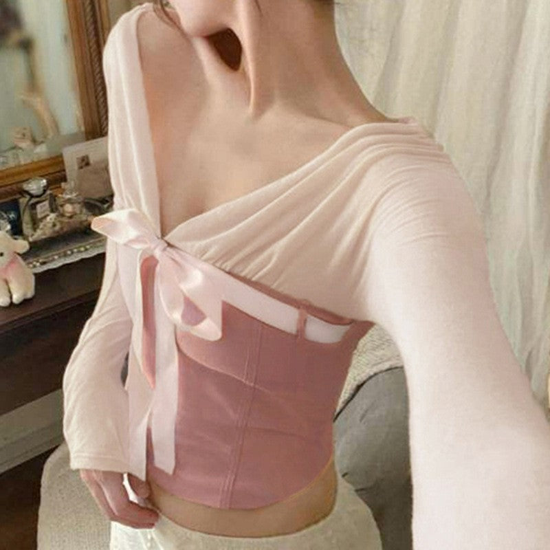 Solene Lace-Bow Off-Shoulder Knit