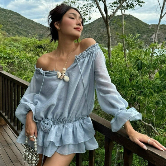 Azurelia Ruffle Chiffon Mini Dress