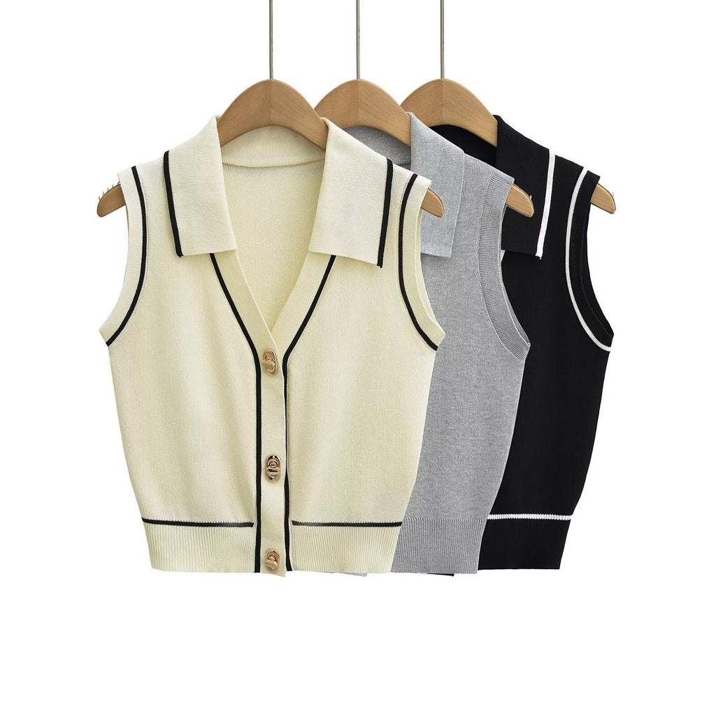 Evara Knit Button Front Tank
