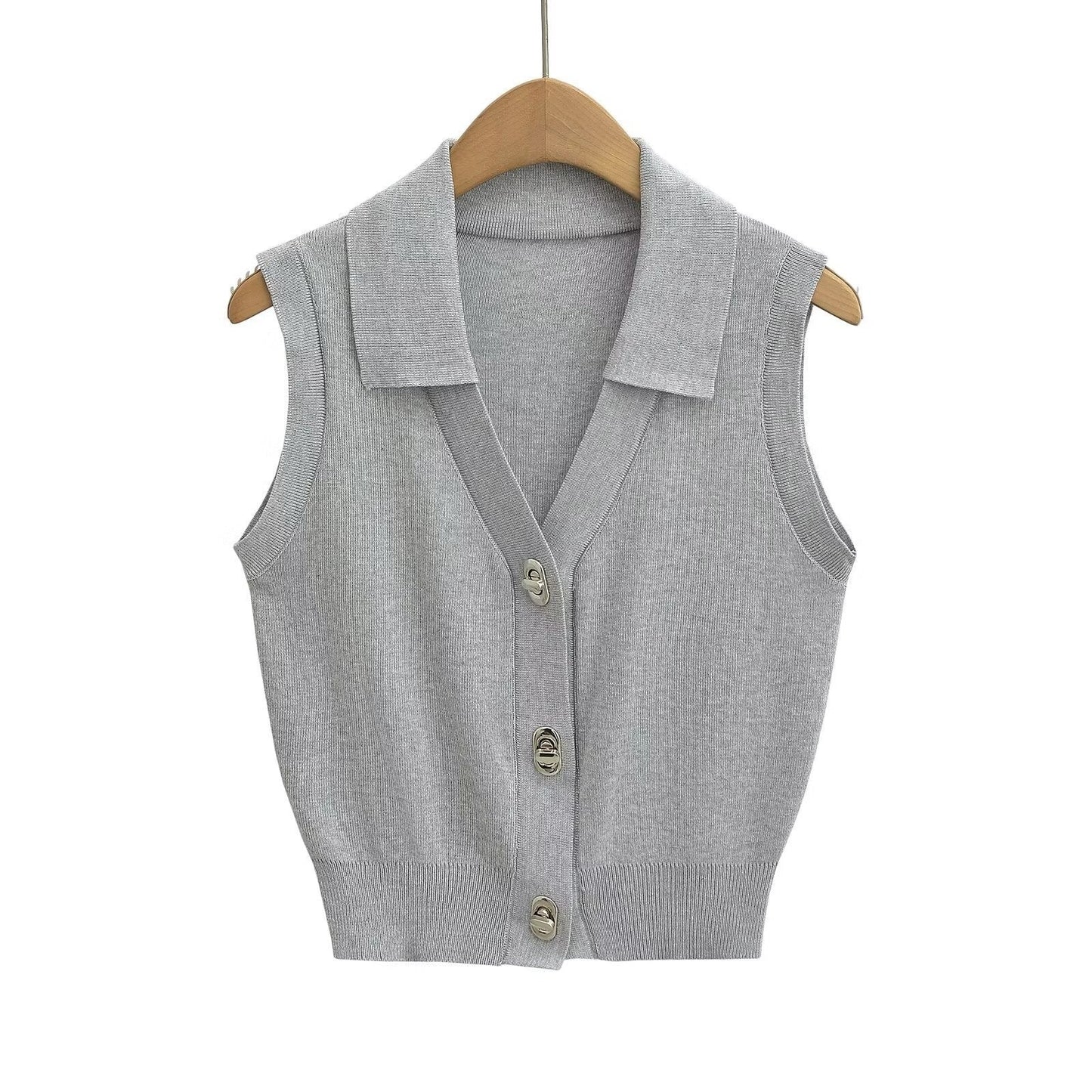 Evara Knit Button Front Tank