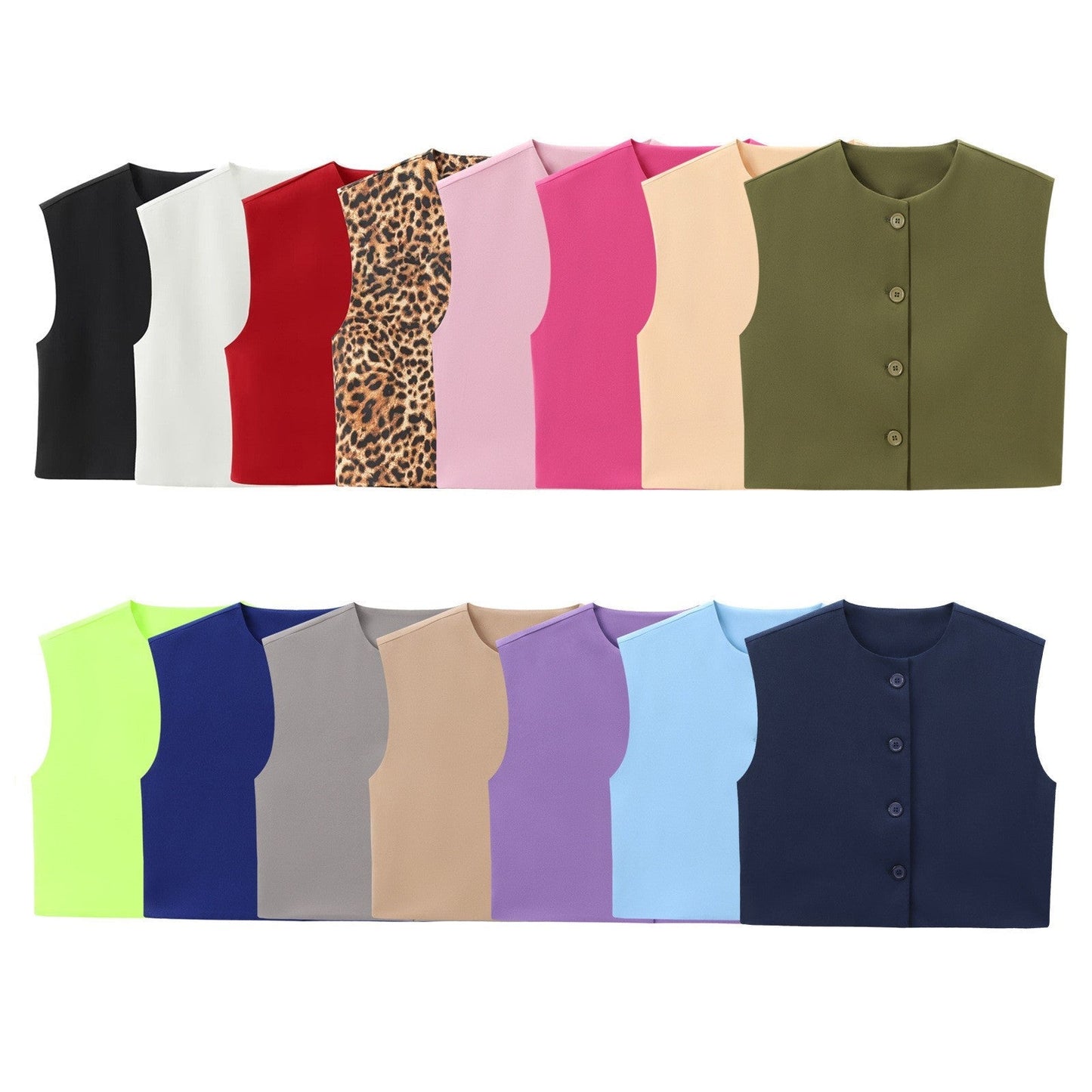 Novelle Buttoned Slim Vest Top