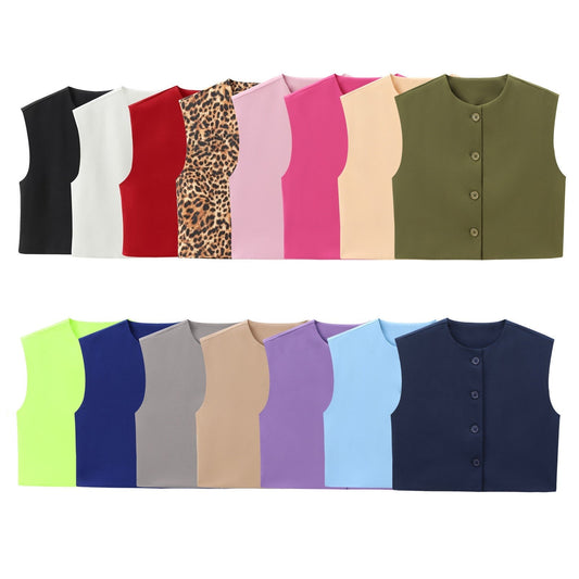 Novelle Buttoned Slim Vest Top