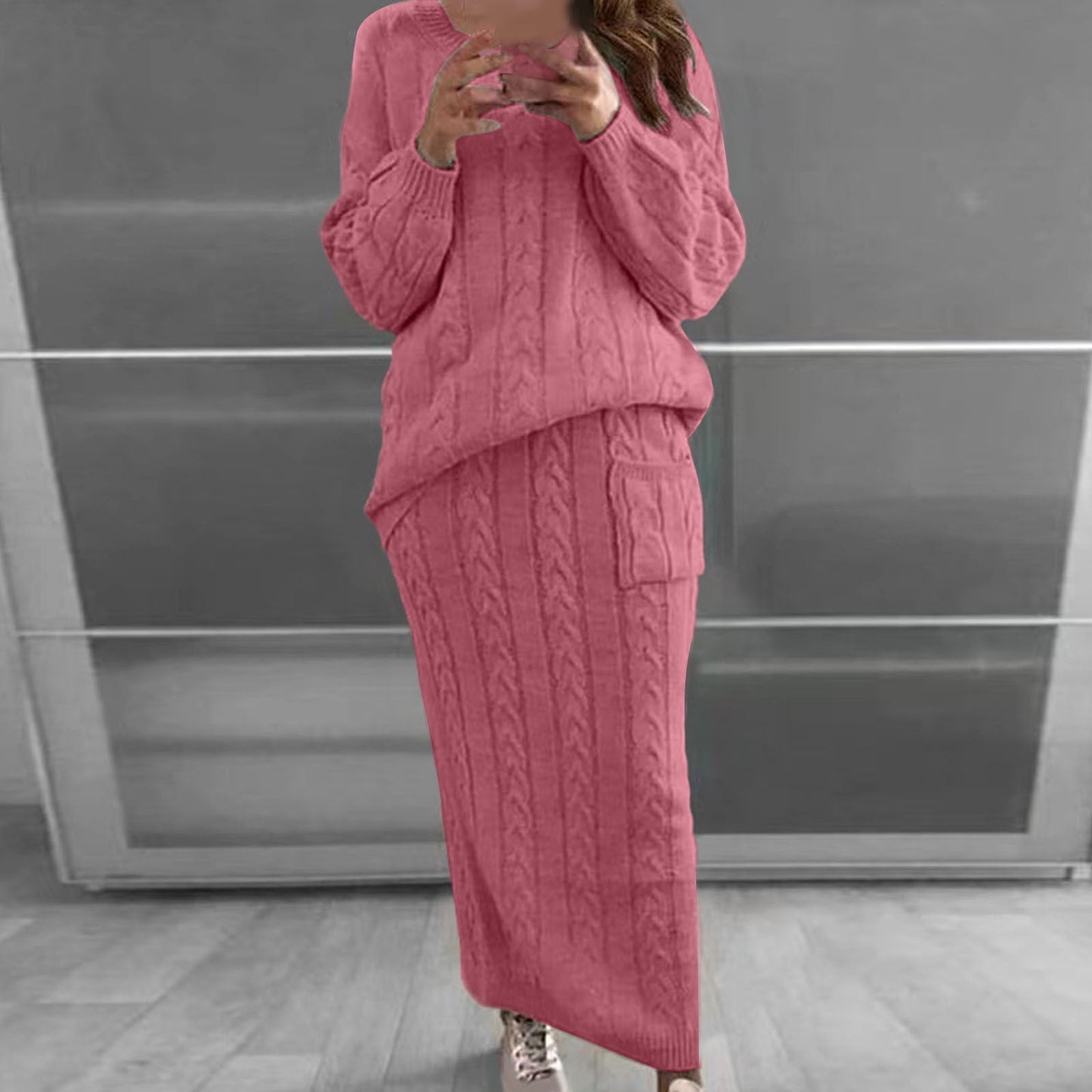 Rhesia Twist Knit Skirt Set