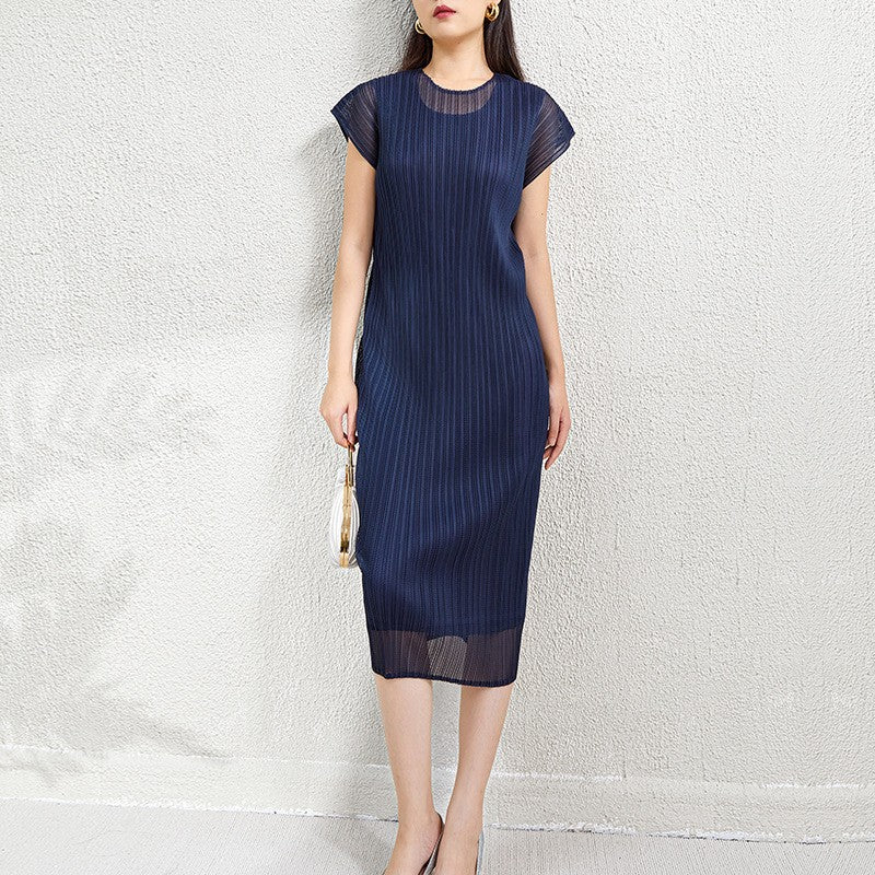 Solara Pleated Mesh Layer Dress