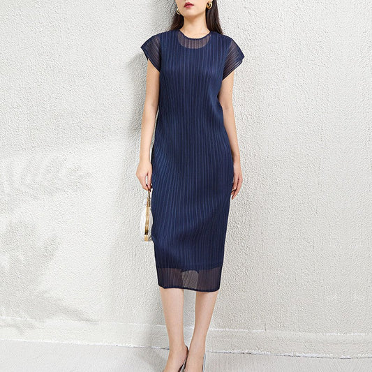 Solara Pleated Mesh Layer Dress