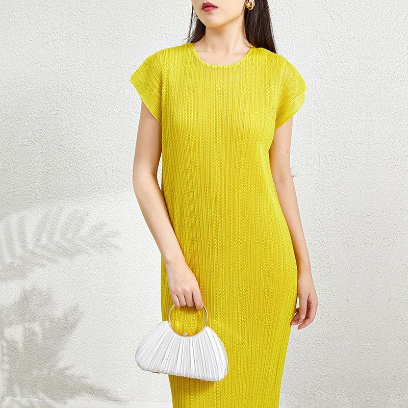 Solara Pleated Mesh Layer Dress