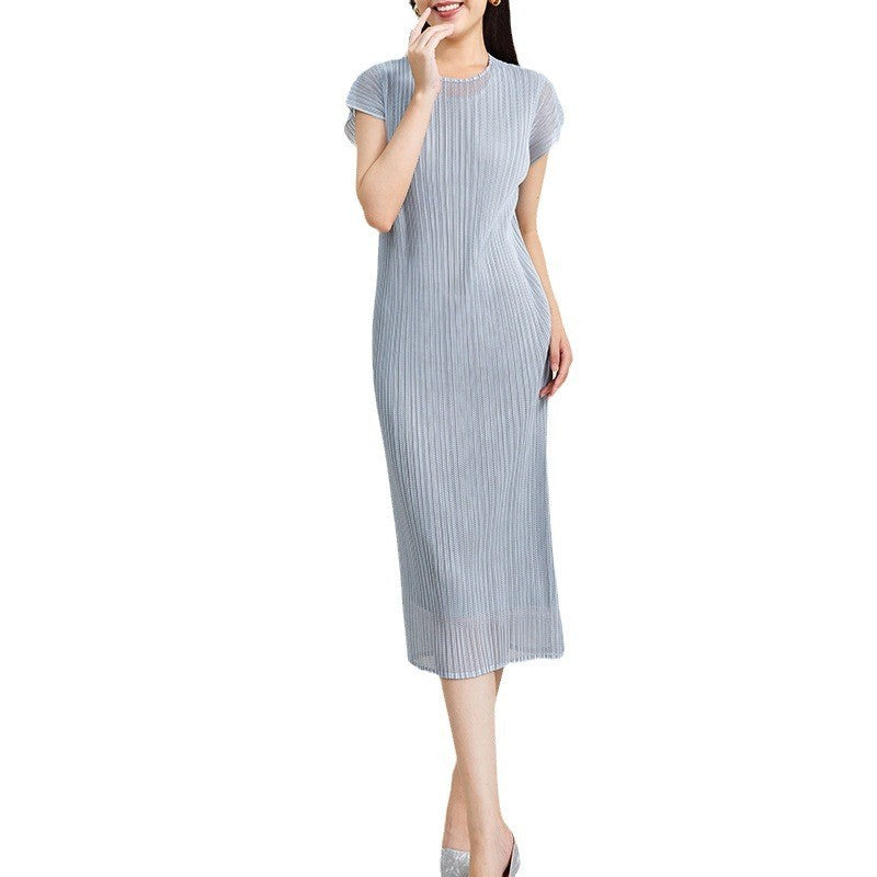 Solara Pleated Mesh Layer Dress