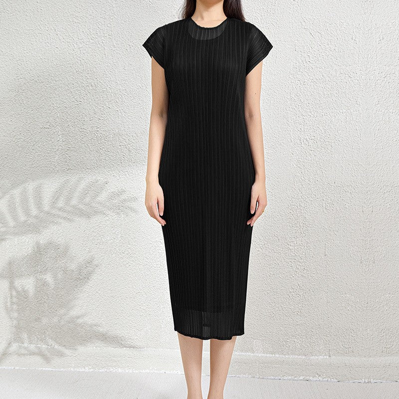 Solara Pleated Mesh Layer Dress