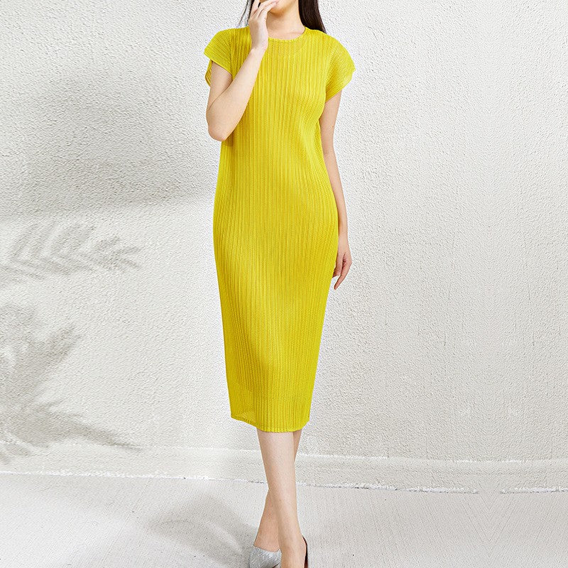 Solara Pleated Mesh Layer Dress