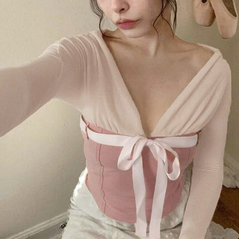 Solene Lace-Bow Off-Shoulder Knit